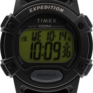 Timex Men’s Expedition CAT 41mm Watch – Brown Strap Digital Dial Black Case