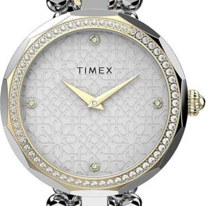 Timex Women’s Asheville 34mm Watch – Silver-Tone Case & Dial with Two-Tone Bracelet
