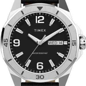 Timex Men’s Essex 46mm Watch – Black Link Bracelet Black Dial Silver-Tone Case