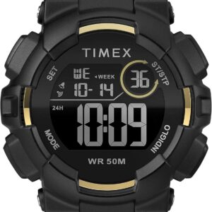 Timex Unisex TW5M23600 DGTL Mako Digital 44mm Black/Gold-Tone Silicone Strap Watch
