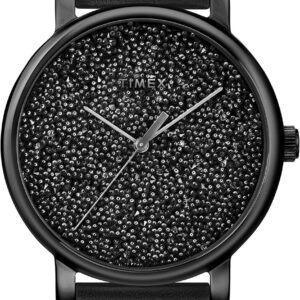 Timex Women’s Crystal Opulence 38mm Dress Watch – Black Case & Dial