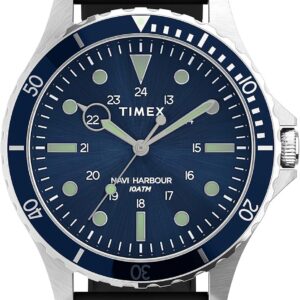 Timex Men’s Navi XL 41mm Watch – Stainless Steel Case Blue Dial with Black Silicone Strap