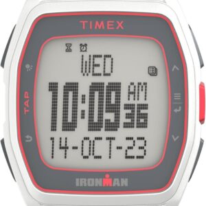 Timex Unisex Ironman Triathlon T300 42mm Watch – White Strap Digital Dial