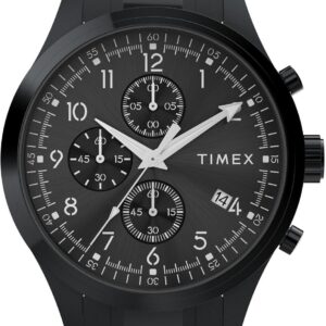Timex Men’s Dress Chronograph 43mm Watch – Black Bracelet Black Dial Black Case