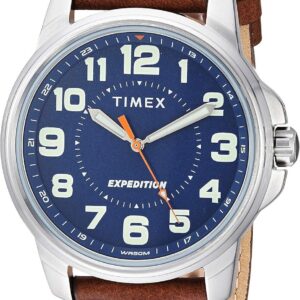 Timex Men’s TW4B16000 Expedition Field Brown/Blue Leather Strap Watch