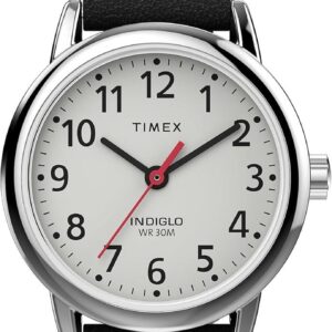 Timex Women’s Easy Reader Classic 25mm Watch – Black Strap White Dial Silver-Tone Case