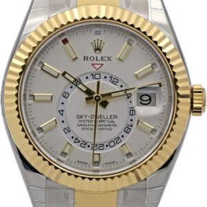 Rolex Sky-Dweller Automatic Men’s 18k Yellow Gold White Dial Oyster Watch 326933