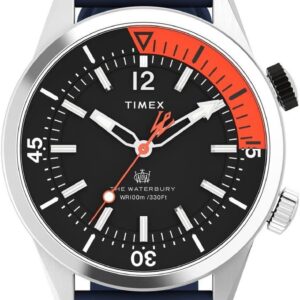 Timex Men’s Waterbury Dive 41mm Watch – Blue Strap Black Dial Stainless Steel Case