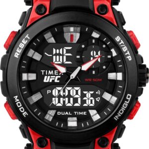 Timex UFC Men’s Impact 50mm Watch – Red Strap Black Dial Black Case