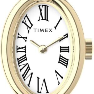 Timex Women’s Cavatina 19mm Watch – Brown Strap White Dial Gold-Tone Case
