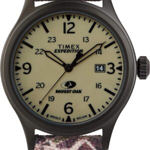 Timex x Mossy Oak TW2T94700 Expedition Scout 40mm Fabric & Leather Strap Watch