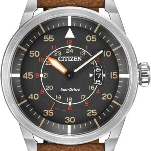 Citizen Men’s Eco-Drive 3-Hand Date Avion Watch with Leather Strap