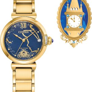 Citizen Women’s Eco-Drive Cinderella 75th Anniversary Boxed Set, Blue Sunray Dial, Gold-Tone Stainless Steel Bracelet Watch