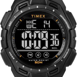 Timex Men’s Digital 43mm Watch – Black Band Digital Dial Black Case