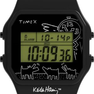Timex Unisex Keith Haring T80 34mm Watch – Black Strap Digital Dial