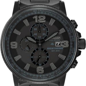Citizen Men’s Eco-Drive Weekender Nighthawk Chronograph Watch in Black IP Stainless Steel