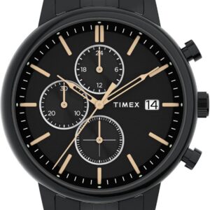 Timex Men’s Chicago Chronograph 45mm Watch – Black Bracelet Black Dial