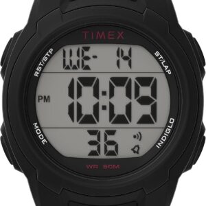 Timex Unisex T100 40mm Watch – Black Strap Digital Dial Black Case