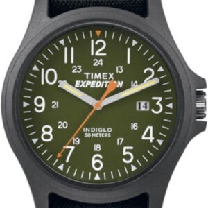 Timex Men’s TW4B00100 Expedition Acadia Green/Black Fast Wrap Velcro Strap Watch