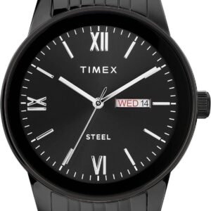 Timex Men’s Dress Analog 41mm Stainless Steel Bracelet Watch, Black