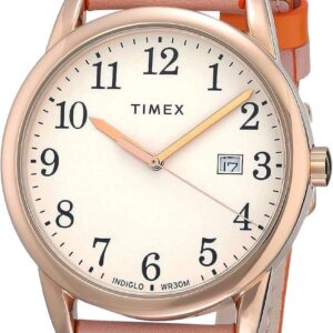 Timex Women’s TW2U29800 Easy Reader 38mm Blush/Orange Leather Strap Watch