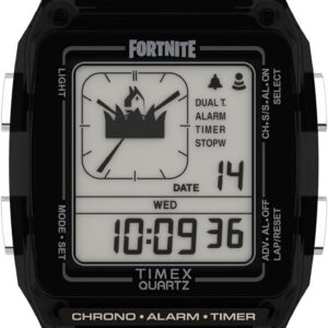 Timex Unisex Q LCA x Fortnite 35mm Watch – Black Strap Digital Dial