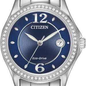 Citizen Women’s Eco-Drive Dress Classic Crystal Watch in Stainless Steel, Blue Dial