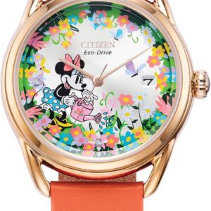 Citizen Eco-Drive Ladies’ Disney Minnie Mouse Gardening Watch, Gold Tone with Coral Strap