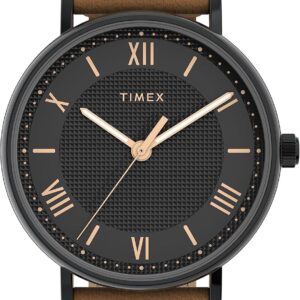 Timex Men’s Southview 41mm Watch – Tan Strap Black Dial Black Case