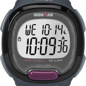 Timex Women’s TW5M20000 Ironman Transit Mid-Size Gray/Purple Resin Strap Watch