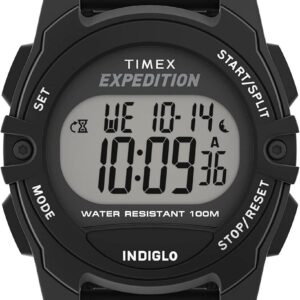 Timex Unisex Expedition CAT Midsize 33mm Watch – Black Strap Digital Dial Black Case