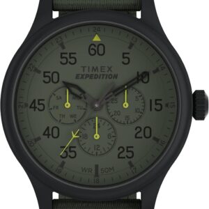 Timex Men’s Expedition Field 43mm Watch – Green Strap Green Dial Black Case