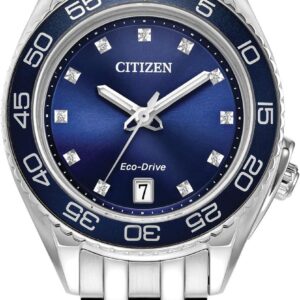 Citizen Ladies Eco-Drive Sport Luxury Carson Watch, Blue Dial with Diamonds