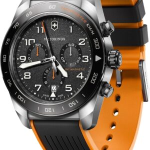 Victorinox Swiss Army Chronograph Black Dial Black and Orange Rubber Strap Watch 42mm – 242050