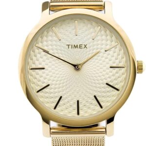 Timex Women’s TW2R36100 Metropolitan Skyline Gold-Tone Stainless Steel Mesh Bracelet Watch