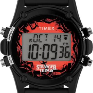 Timex Atlantis x Stranger Things 40mm Watch – Black & Red Case with Black Resin Strap