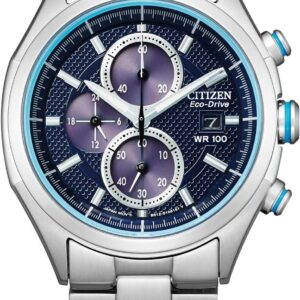 Citizen Men’s Eco-Drive Weekender Chronograph Watch in Stainless Steel, Blue Dial
