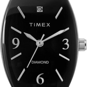 Timex Women’s Premium Dress 21mm Watch – Black Dial & Silver-Tone Bracelet with Diamond Accents
