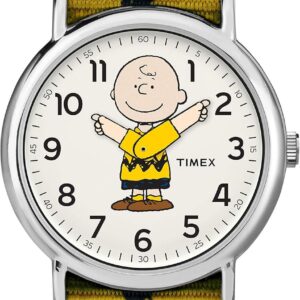 TIMEX Unisex TW2R41100 Weekender 38mm Peanuts Charlie Brown Nylon Slip-Thru Strap Watch