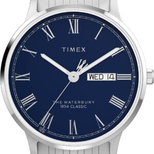 Timex Men’s Waterbury Classic 40mm Watch – Stainless Steel Bracelet Blue Dial