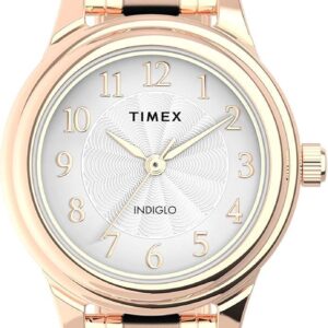 Timex Women’s TW2U09100 Classic 28mm Rose Gold-Tone Stainless Steel Expansion Band Watch