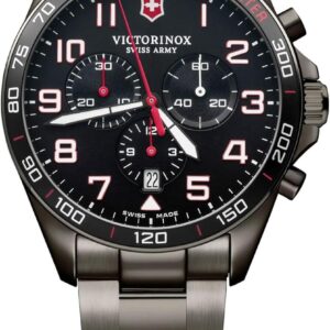 Victorinox FieldForce Sport Chrono Black Dial Black Stainless Steel Bracelet Watch 42mm – 241890