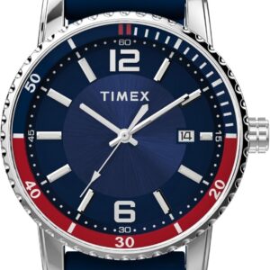 Timex Men’s Dress 41mm Watch – Blue Strap Blue Dial Stainless Steel Case