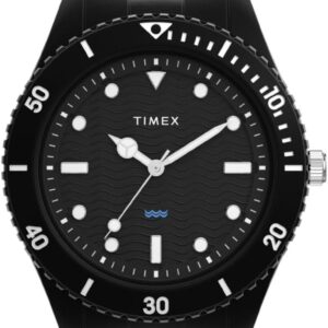 Timex Men’s Trend 42 mm Watch, Tide Ocean Material Bracelet Black Dial Black Case