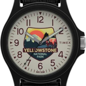 Timex Unisex Yellowstone National Park 40mm Watch – Black Fastwrap Cream Dial Black Case