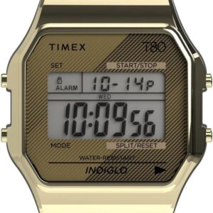 Timex T80 34mm Watch – Gold-Tone with Stainless Steel Bracelet