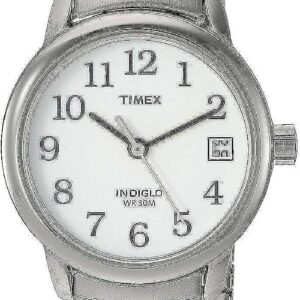 Timex Women’s Easy Reader 25mm Watch – Silver-Tone Case White Dial with Tapered Expansion Band