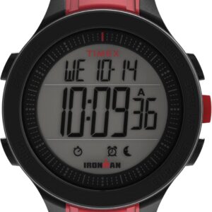 Timex Unisex Ironman Triathlon T200 42mm Watch – Red Strap Digital Dial Black Case