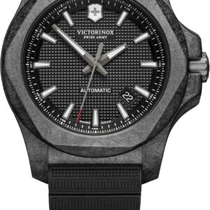 Victorinox Alliance I.N.O.X. Carbon Mechanical Watch with Black Dial and Rubber Strap