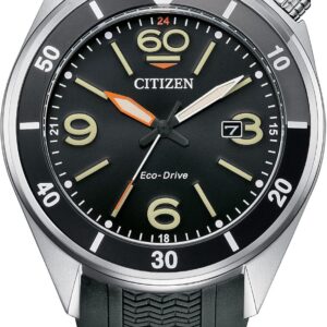 Citizen Men’s Eco-Drive Weekender Sport Watch in Stainless Steel and Polyurethane Black Strap, Black Dial